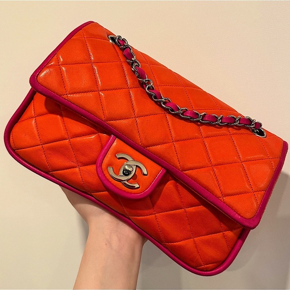 CHANEL Handbags - Vintage💜CHANEL💜Classic Double Flap Quilted Lambskin Medium Bicolor